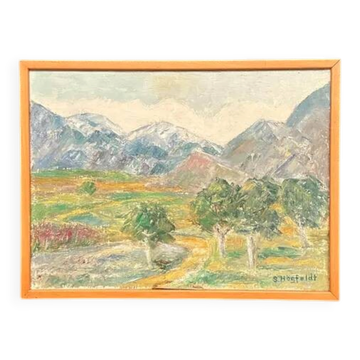 Original Swedish Oil on Canvas – "Landscape" by S. Högfeldt – Signed – Vintage and Framed – 48 × 36 cm (18.9" × 14.2")