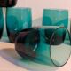 Six verres de verrier bleus paon vintages