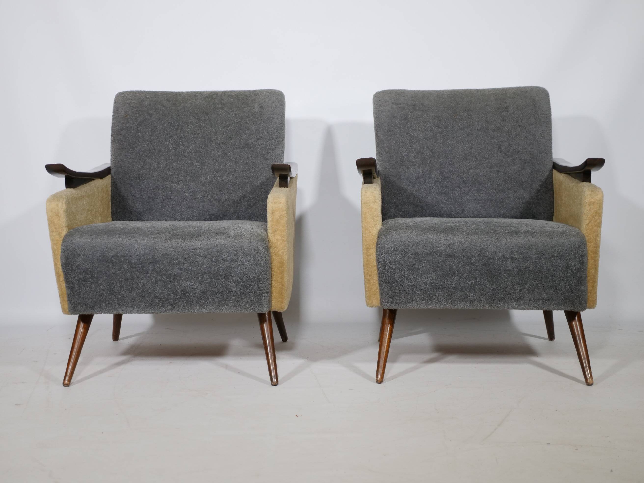 1950s-1960s French armchair set, vintage lounge chairs