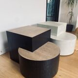Oak and straw coffee table