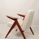 Scandinavian armchair in wood and ecru fabric by Józef Chierowski