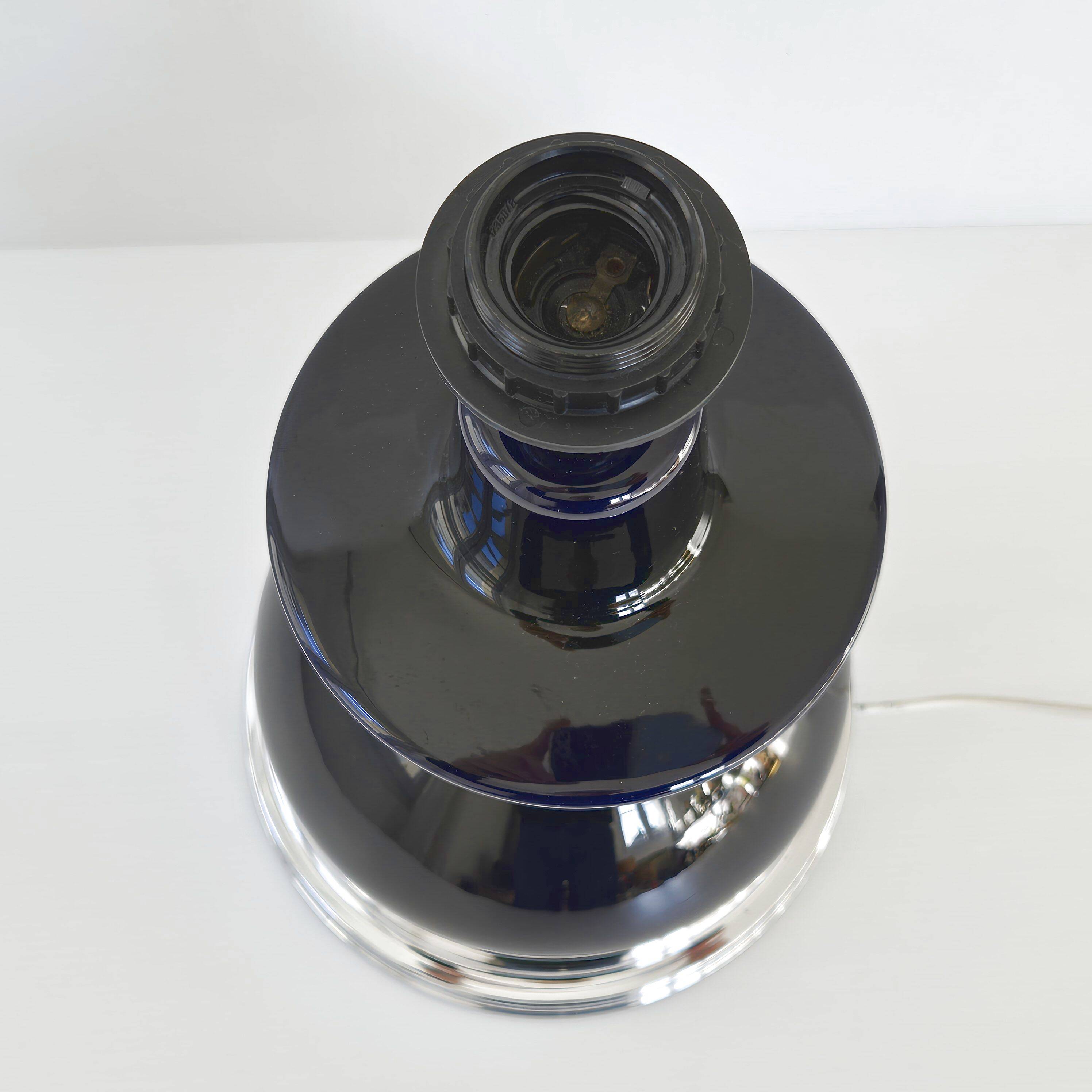 Vintage ceramic & steel lamp 1970