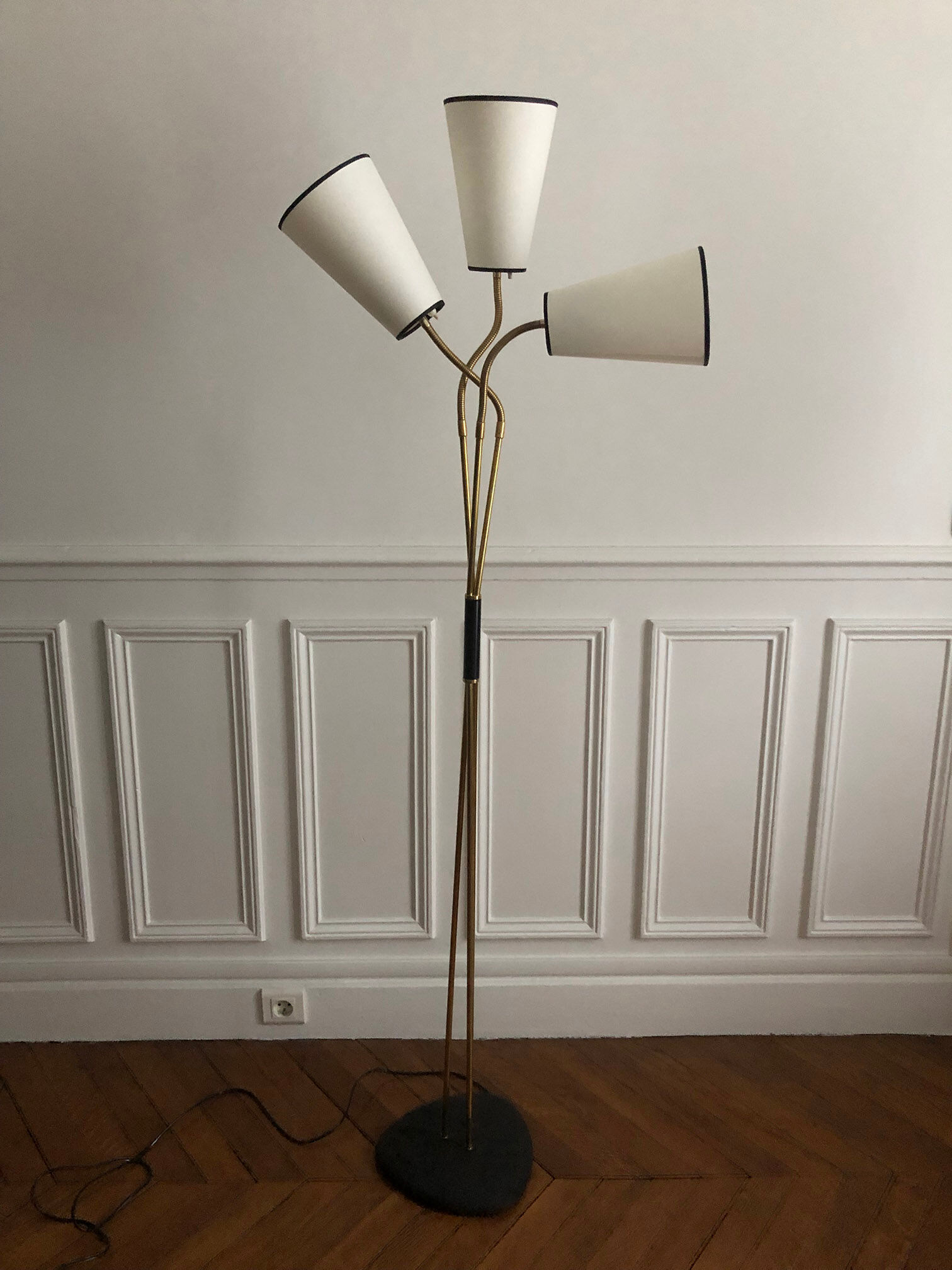 Floor lamp 3 articulated lights 1960