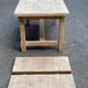 Extensible farmhouse dining table stripped in raw solid oak from the 1970s.