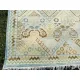 Hand-Knotted Wool Area Rug, Oushak Ivory Sage Green Design Carpet for Living Room