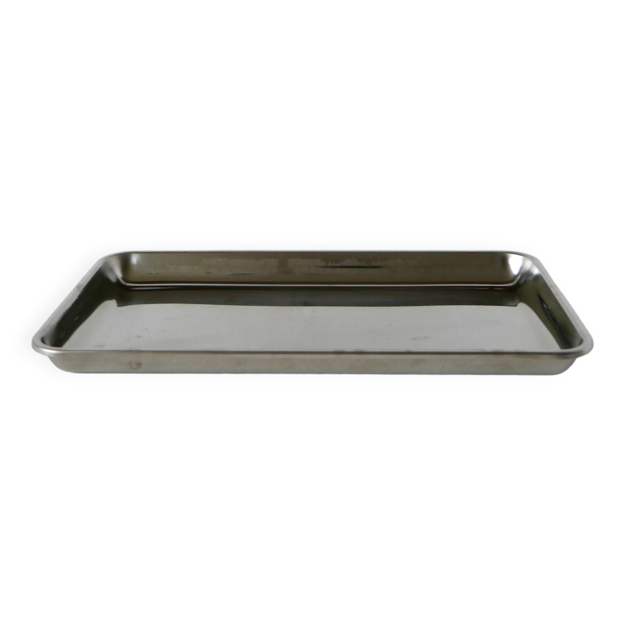 Vintage rectangular stainless steel tray, 1970, 31 x 17.5 cm