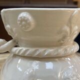 Pitcher and its glass in white earthenware from Malicorne