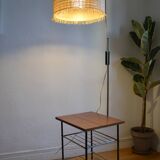 Vintage modernist reading floor lamp with table Poland 1960