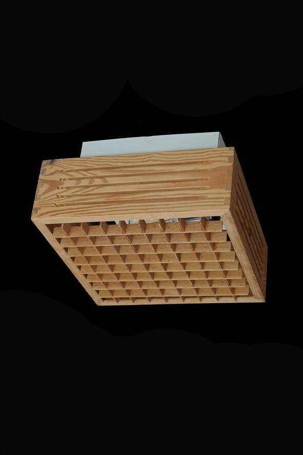 Rare pine wood ceiling flush light by Nordlux / 1970s / Danish Modern Design