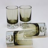 4 vintage whiskey glasses in smoked glass bubble design tapio wirkkala?