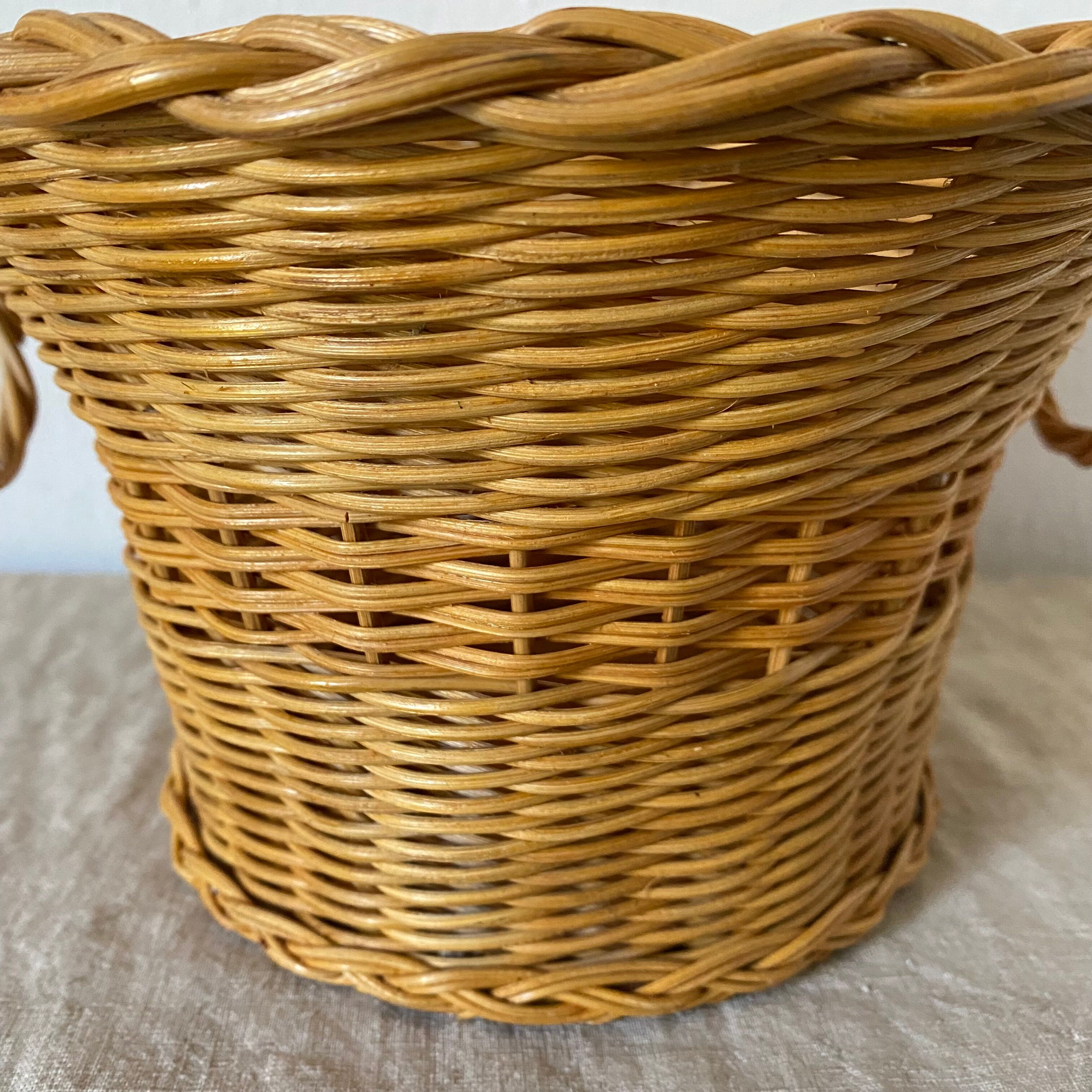 Vintage woven wicker pot cover