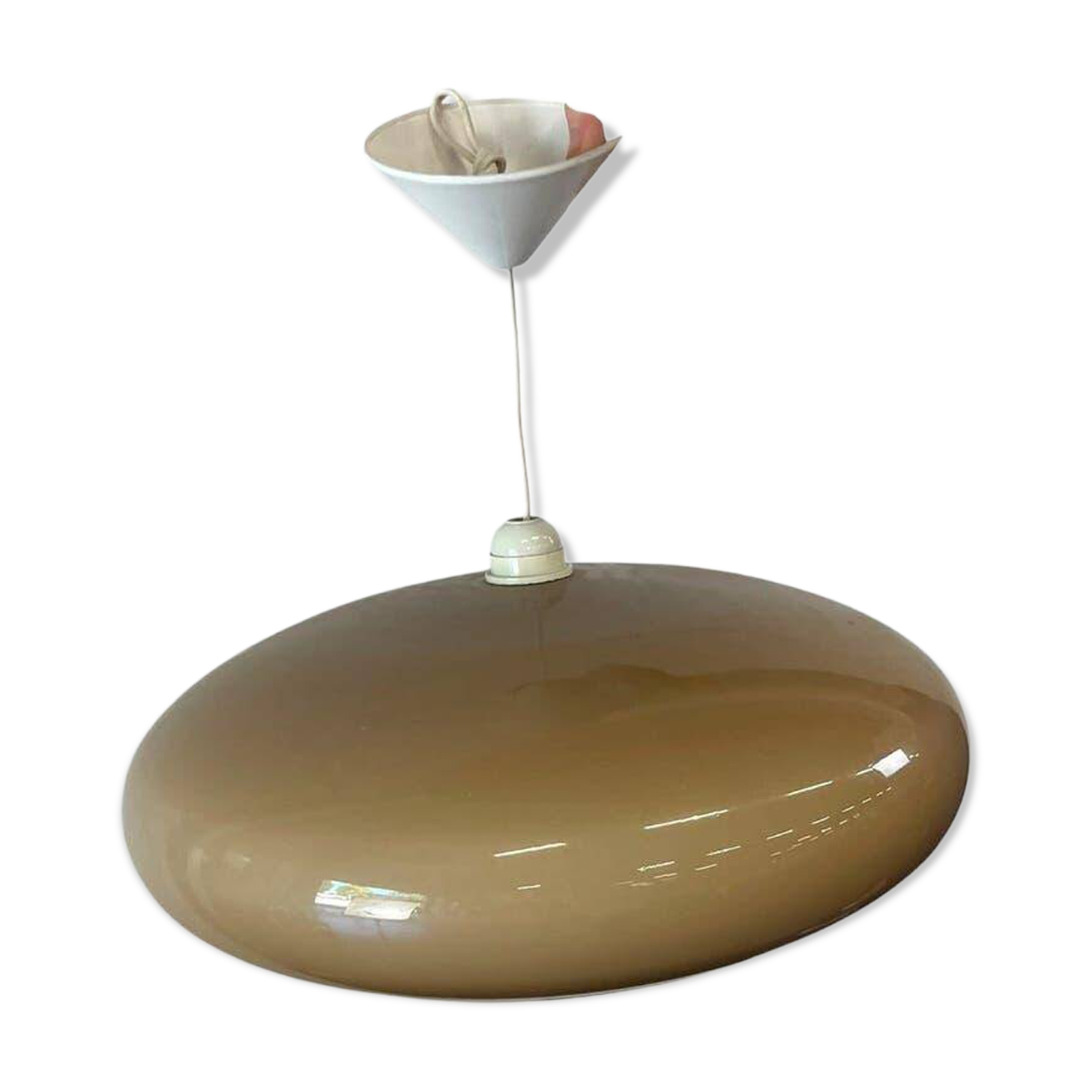 Vintage acrylic suspension/lustre in a futuristic UFO shape.