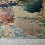 Engraving painting of the Pont Neuf in Paris, 50s