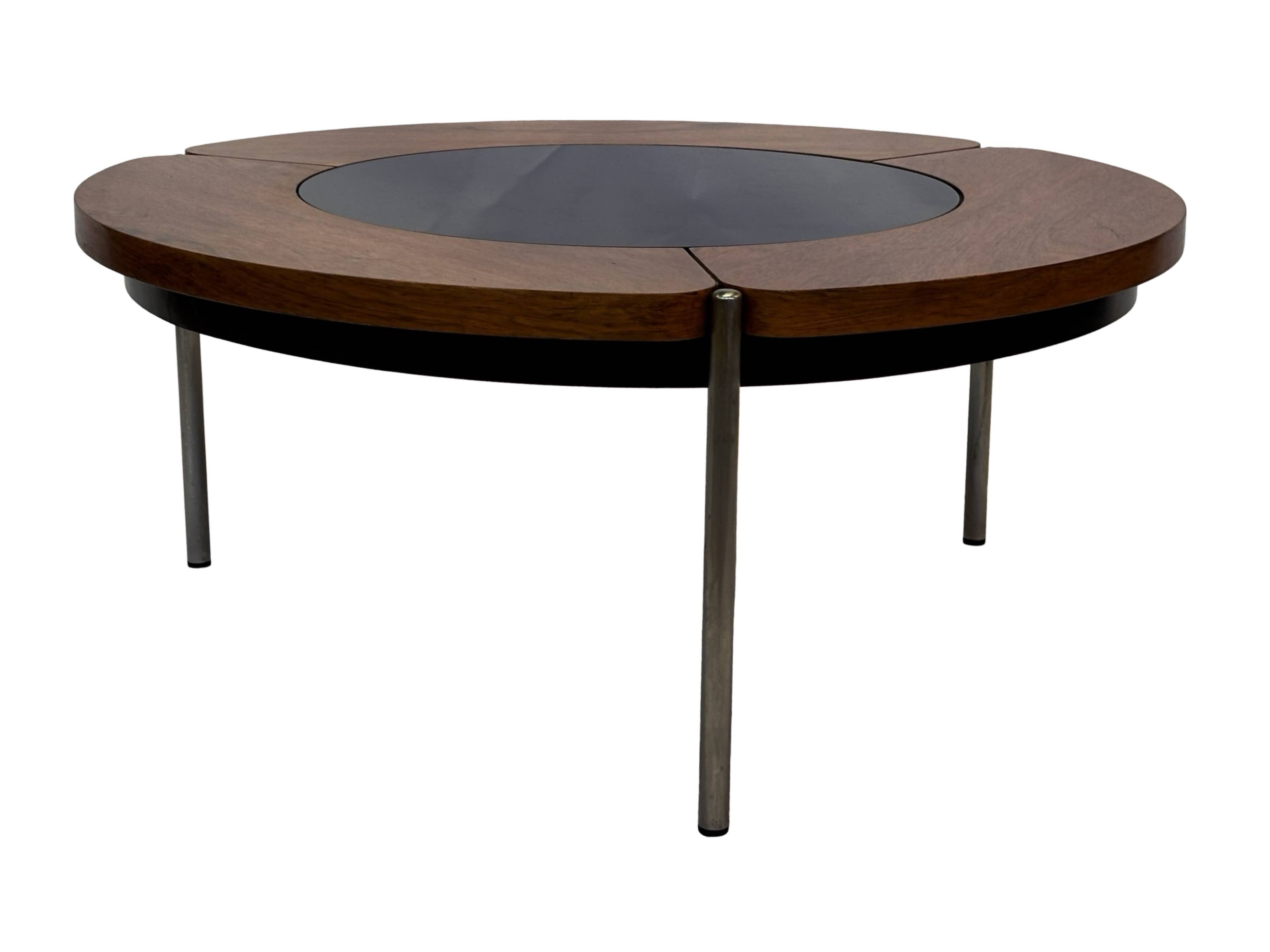 Vintage rosewood coffee table with glass, Denmark, 70s design