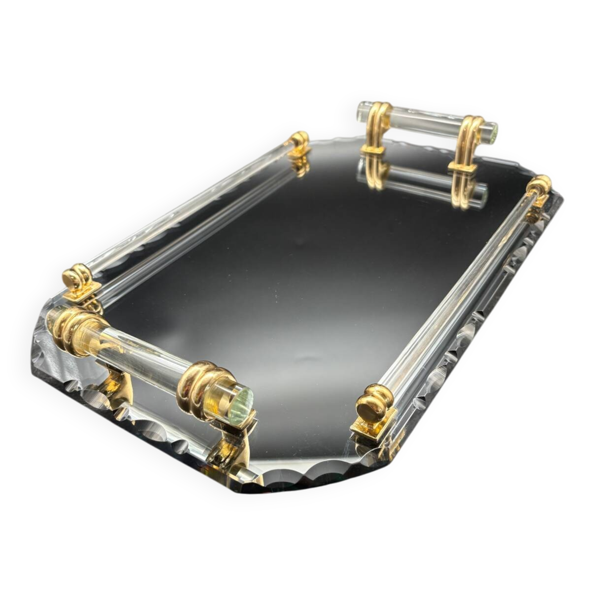 Beveled mirrored tray, Art Deco 1940, Saint-Gobain France