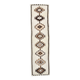 Tapis runner kilim vintage beige marron, motifs géométriques 388x101cm