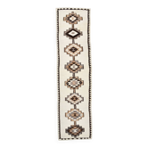 Tapis de couloir kilim vintage beige marron, motifs géométriques 388x101cm