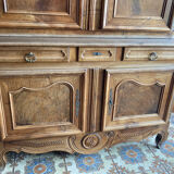 High art nouveau sideboard with 2 bodies in walnut