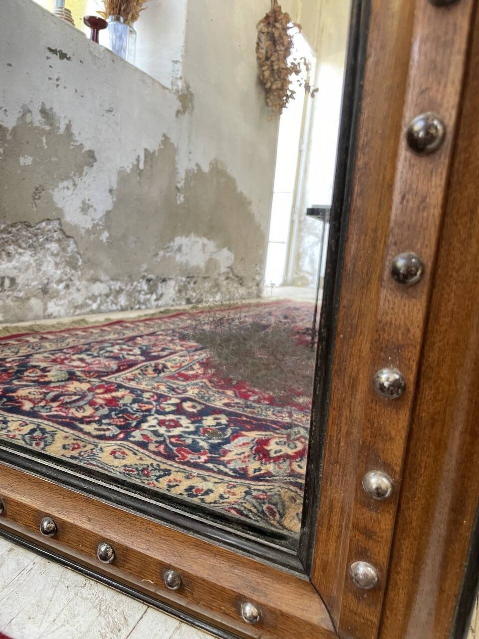 1900 wooden mirror with nails