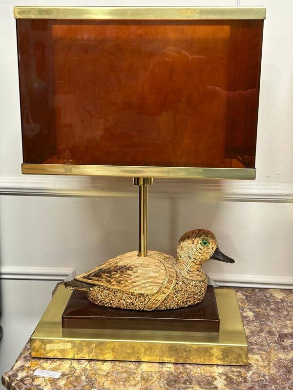 Paire De Lampes Canards En Laiton Et Bakélite Des Années 1970