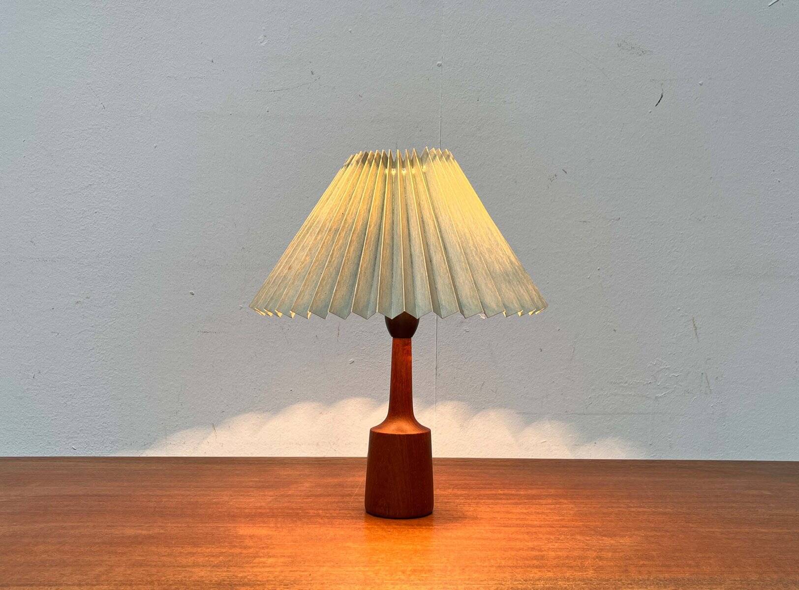 Danish modern teak table lamp from the mid-century, 1960s.
