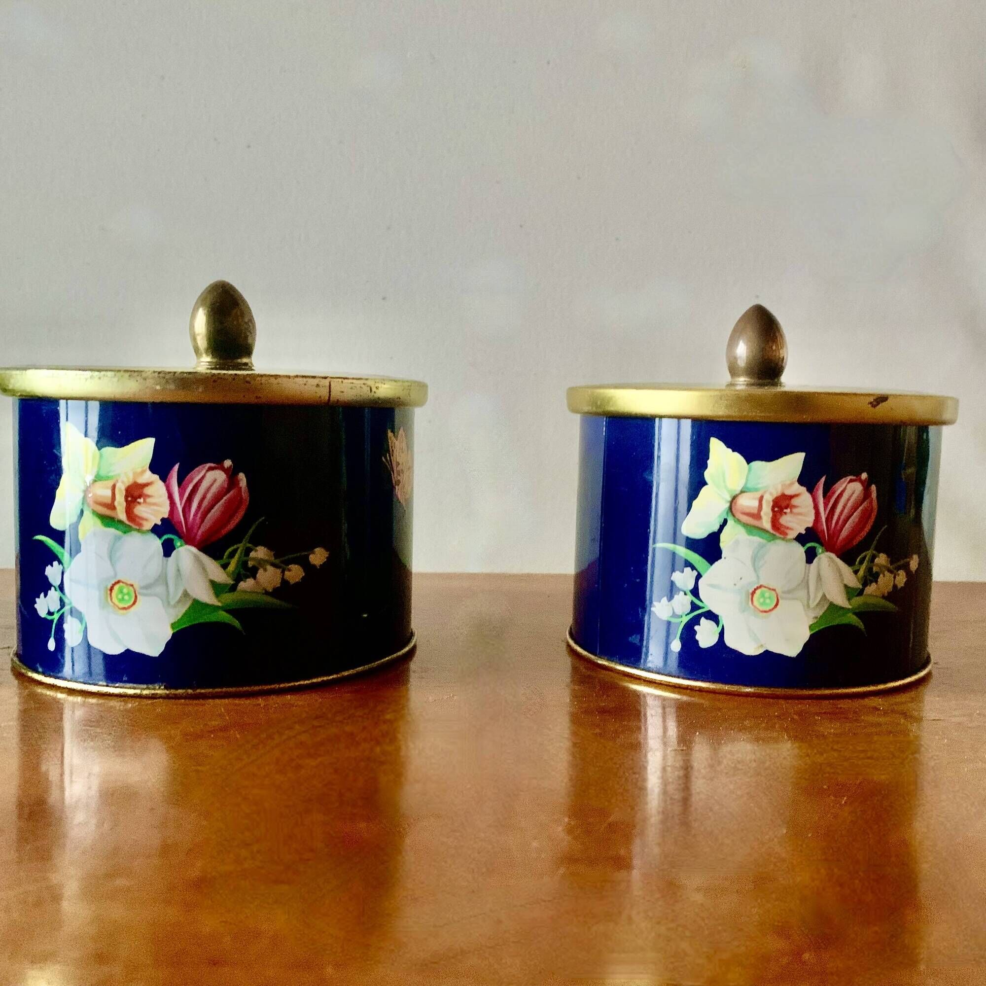 Trio of old Côte d'Or metal chocolate boxes - floral decoration