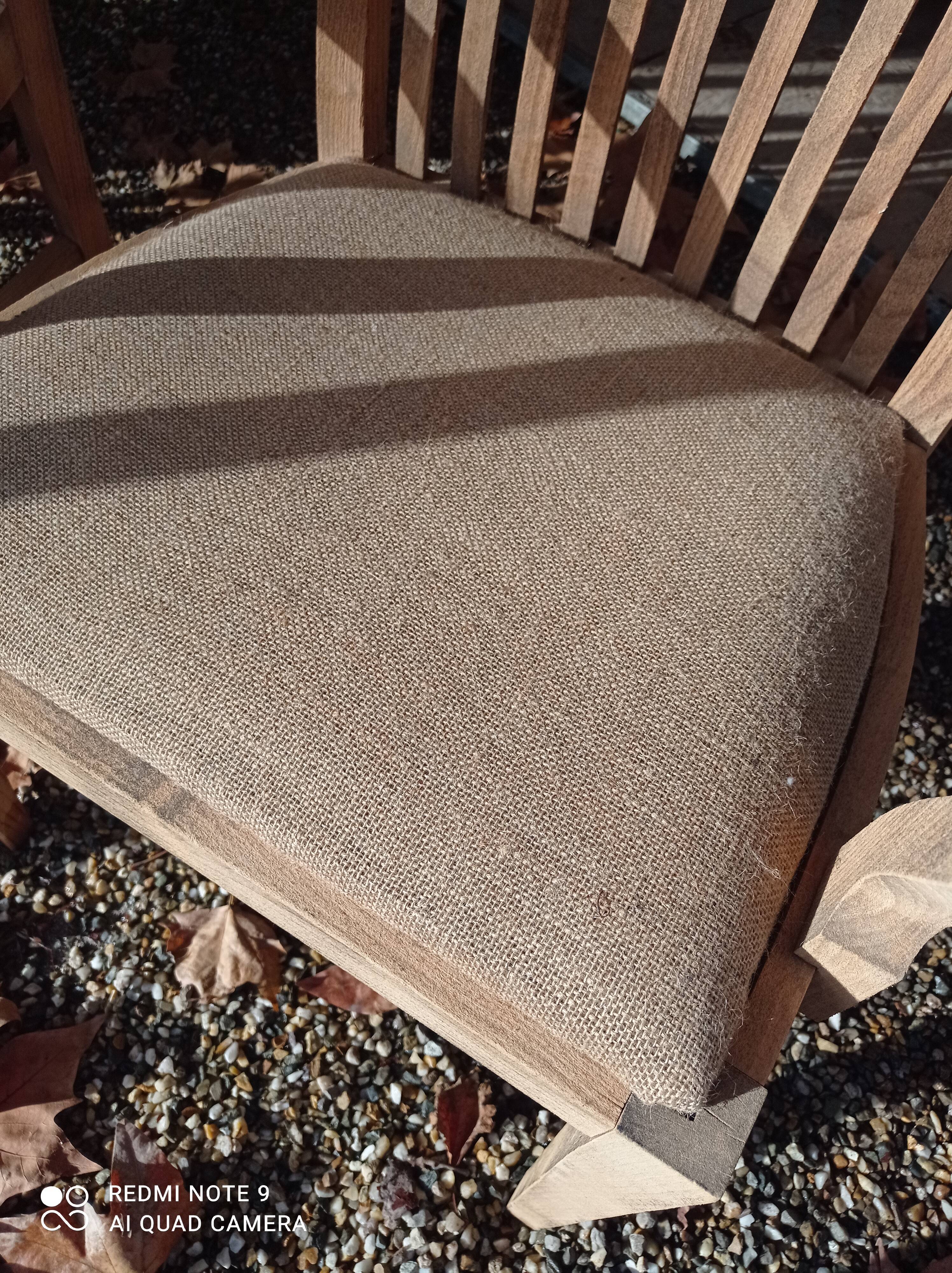 Paire de fauteuils en chêne et tissu lin