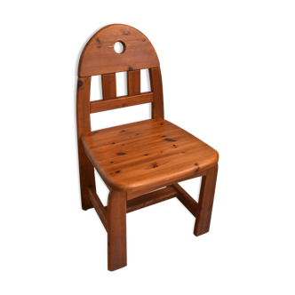 Vintage pine wood dining chair, 1980s