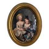 Portrait avec cadre doré ancien