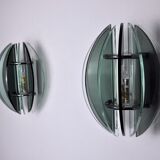 Pair of Veca wall lamps, two-tone murano glass, Italy, 1960