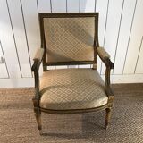 Louis XVI armchair in gilded wood carved and molded