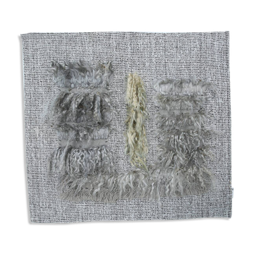 Tapis Mural Vintage Texturé en Laine Naturelle – Tons Gris & Crème, 90x98