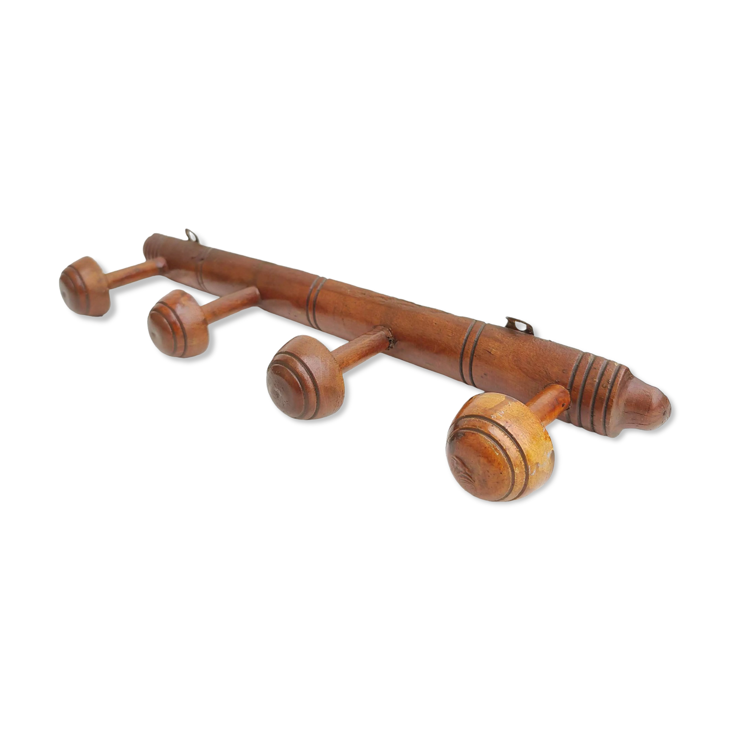 Wooden coat rack bamboo style 4 hooks mushroom shape