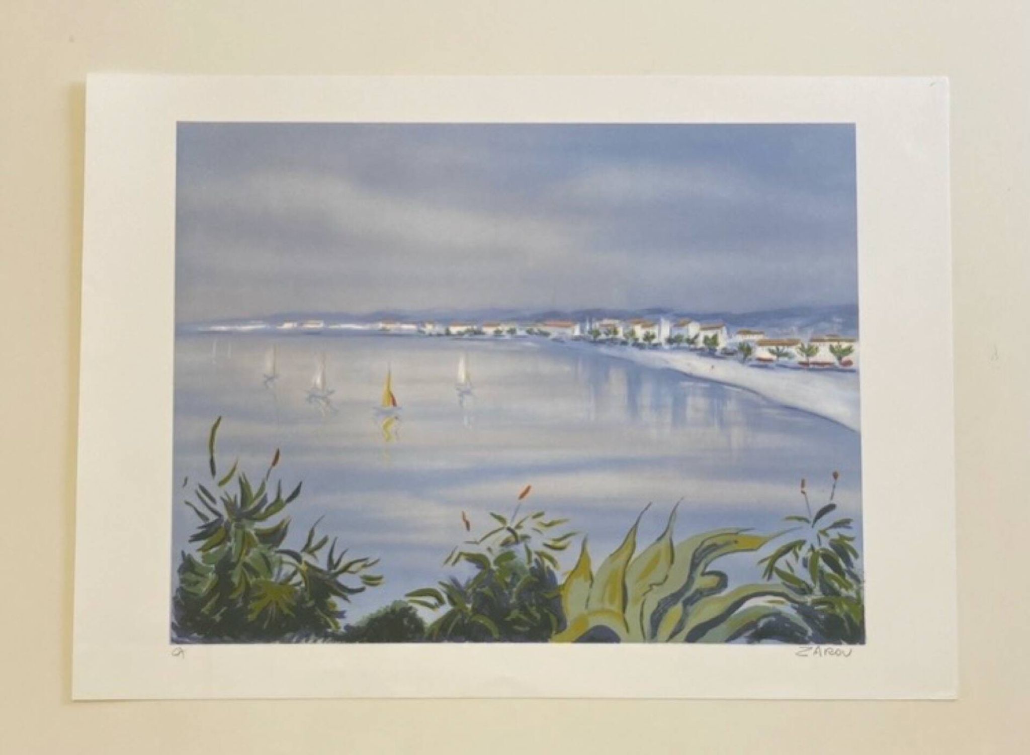 Lithograph signed by the French artist Victor ZAROU - Coastal view