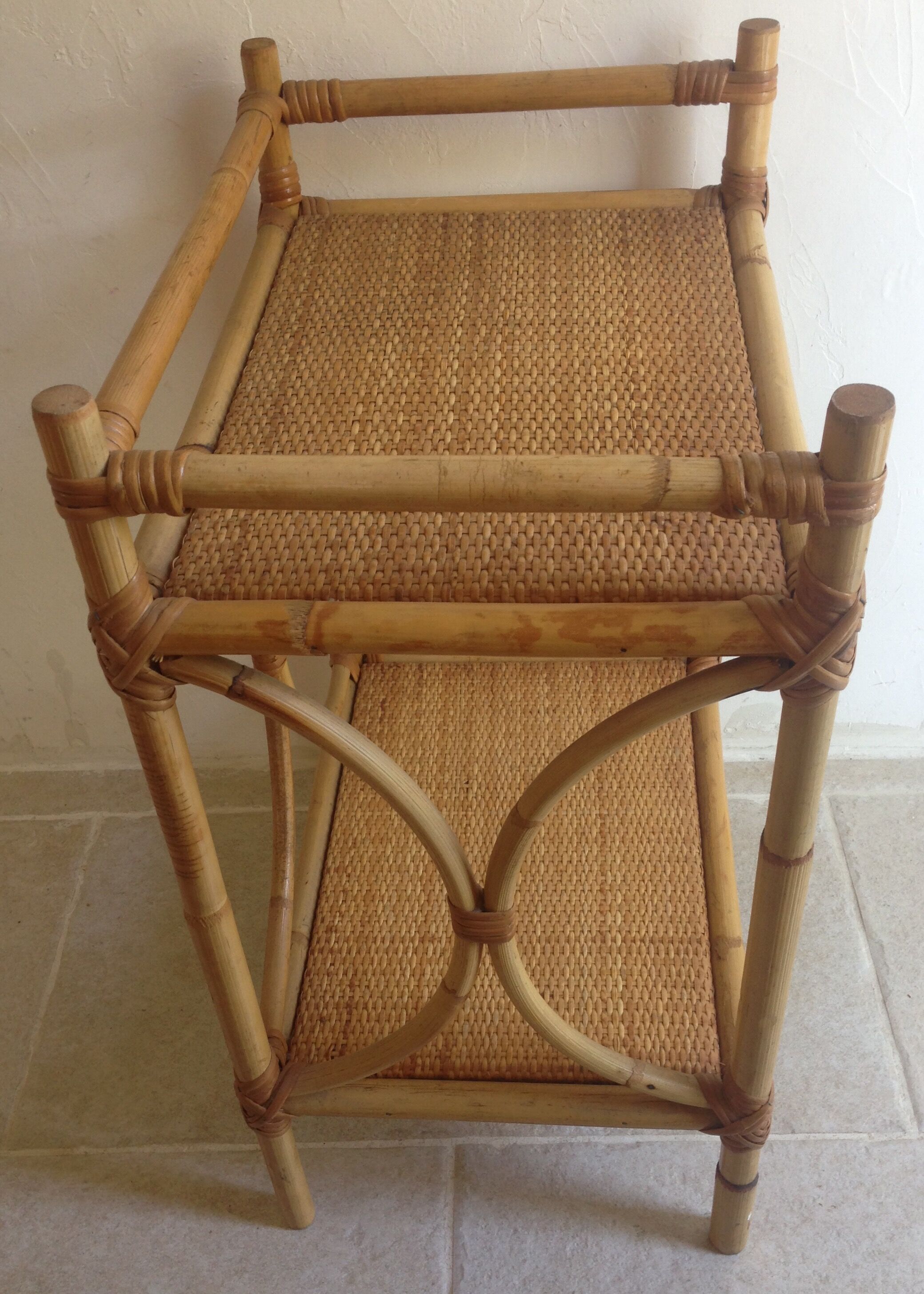 Bedside table vintage rattan