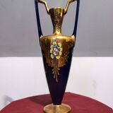 Art-deco vase in midnight blue and gold