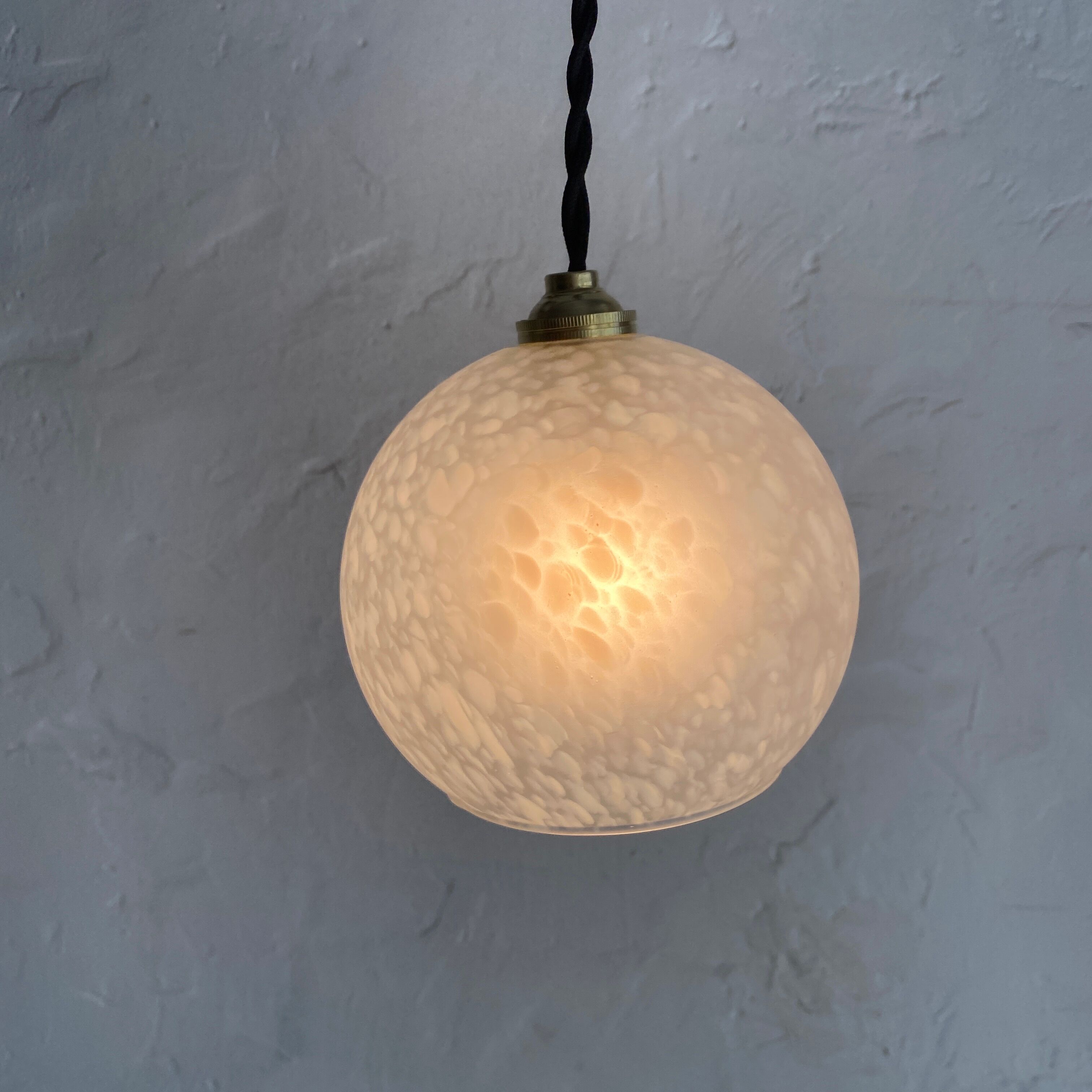 Lot 3 Clichy vintage glass hanging lamps