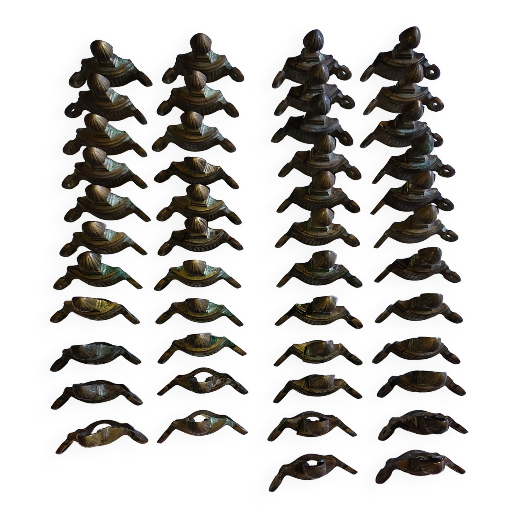 45 Triangular fixing tips for stair mat bar. Bronze, 19th