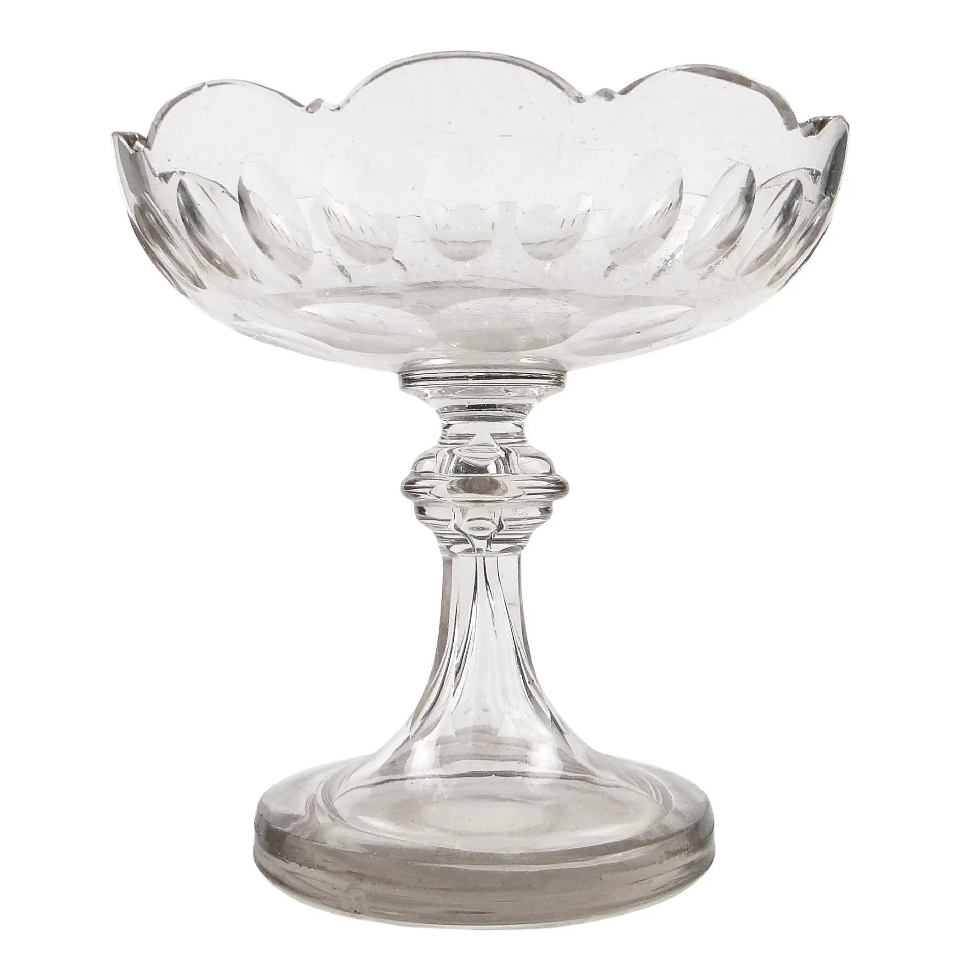 Biedermeier compote, transparent crystal, Czechia, 19th century