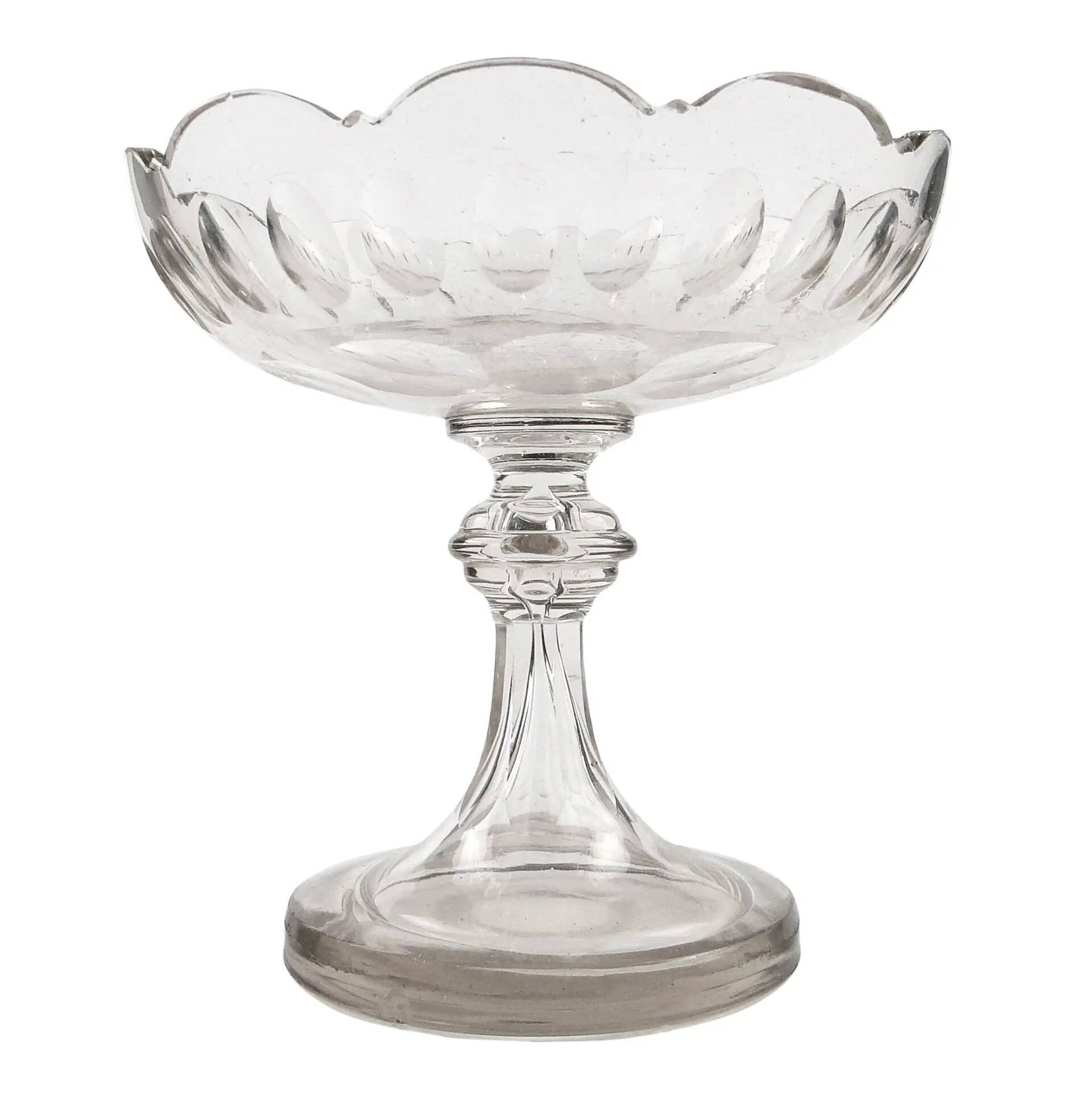Biedermeier compote, transparent crystal, Czechia, 19th century
