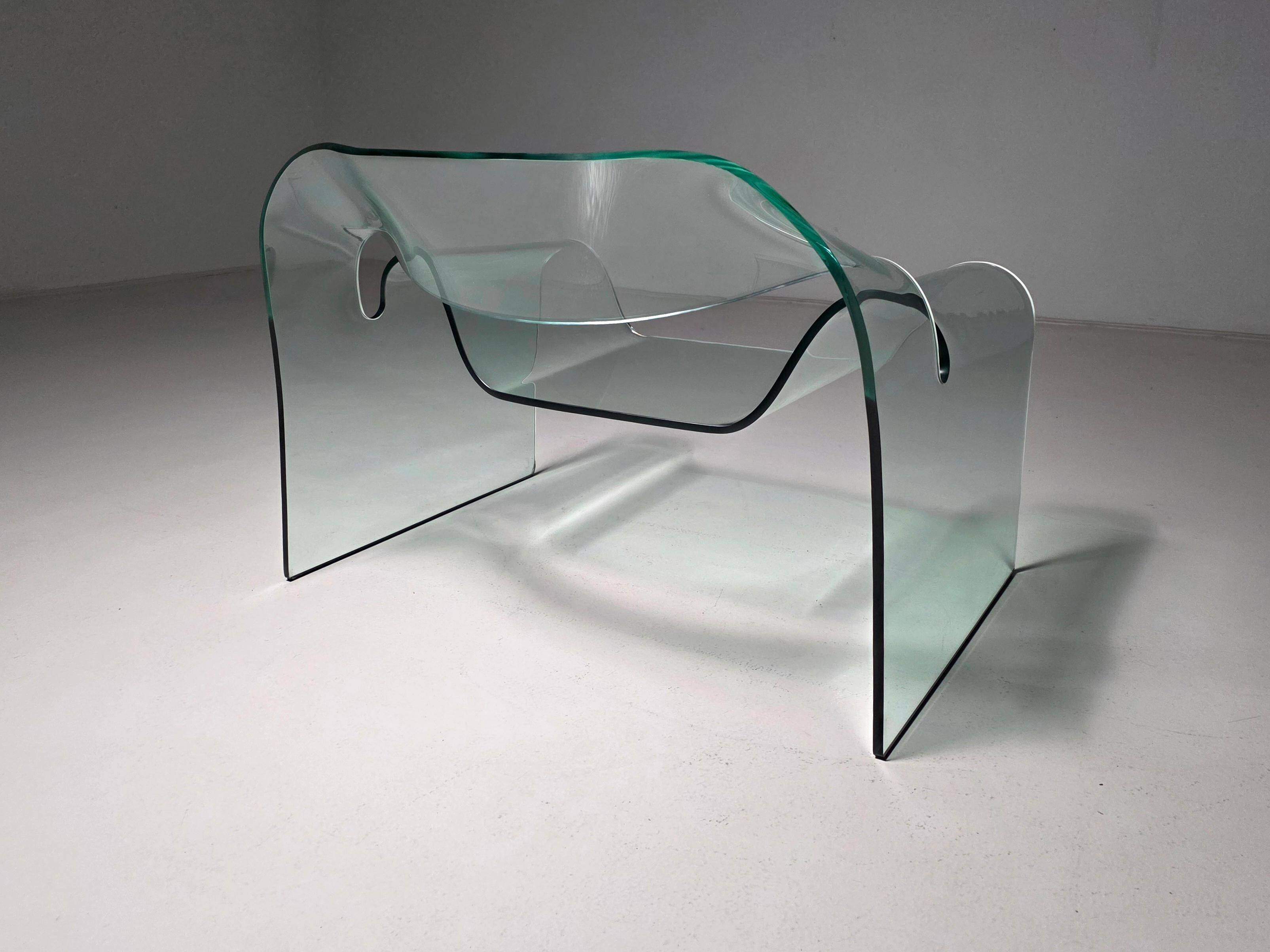 "Ghost" chair in glass by Cini Boeri for FIAM Italy, 1980s.
