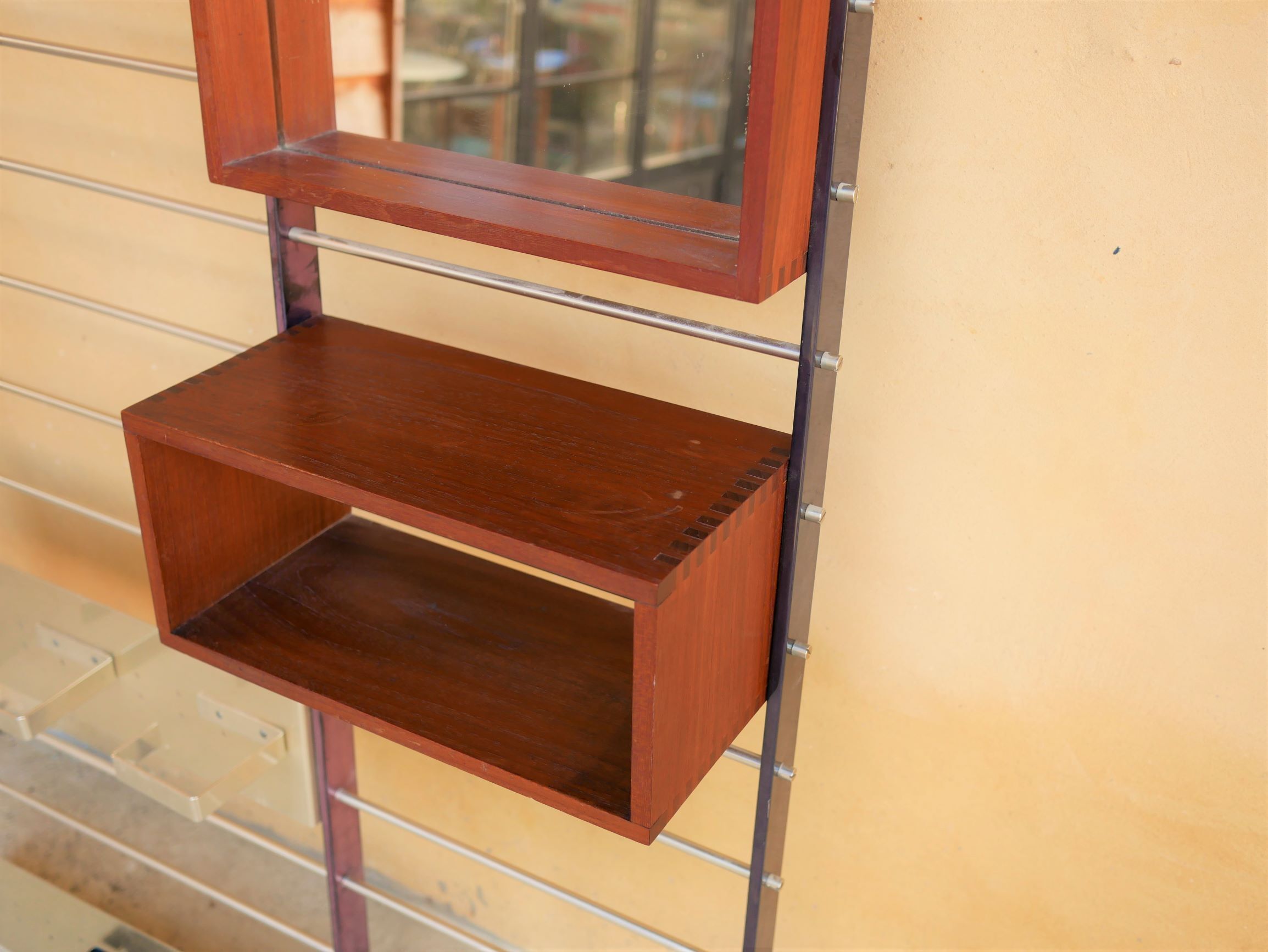 Vintage Scandinavian teak and aluminum coat holder