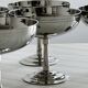 6 stainless steel standing cups, Letang Remy, France.