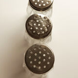 3 table shakers in crystal and silver metal