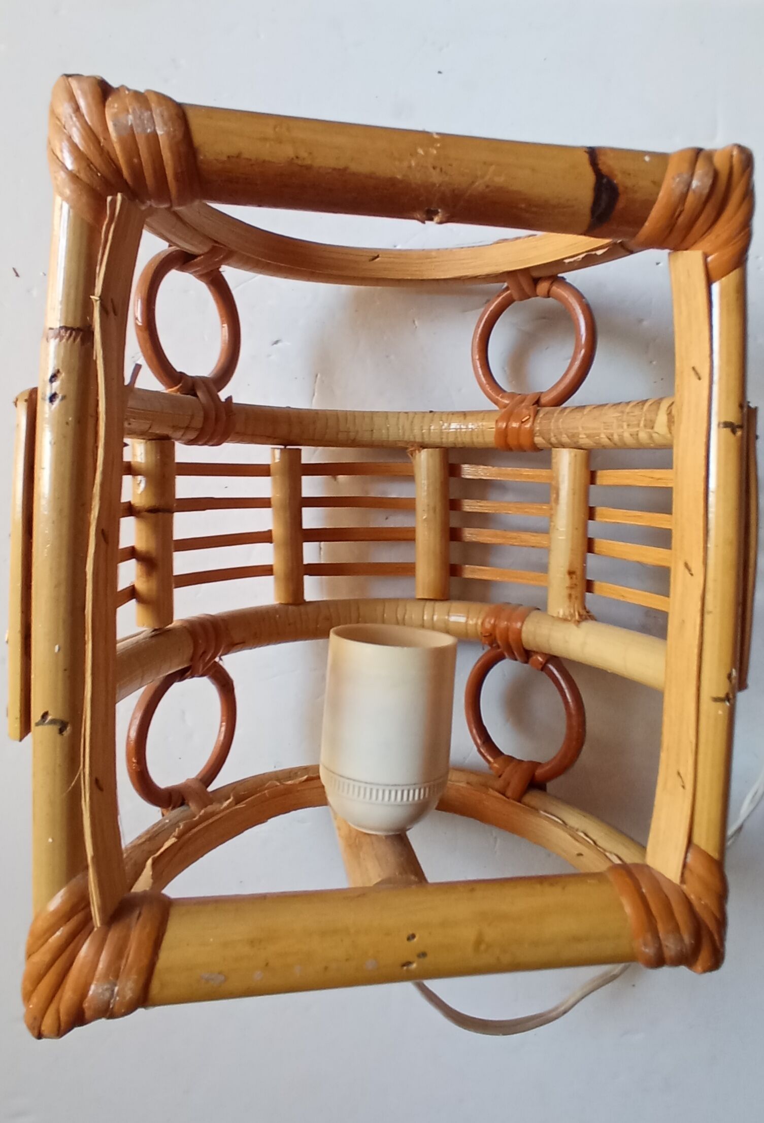 Vintage bamboo wall lamp
