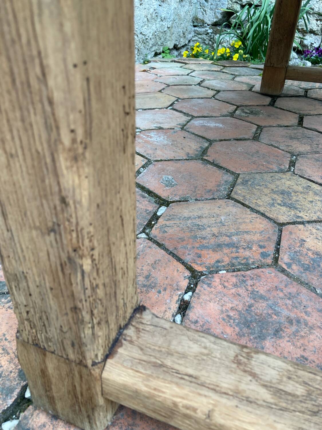 Old farmhouse table made of solid wood
