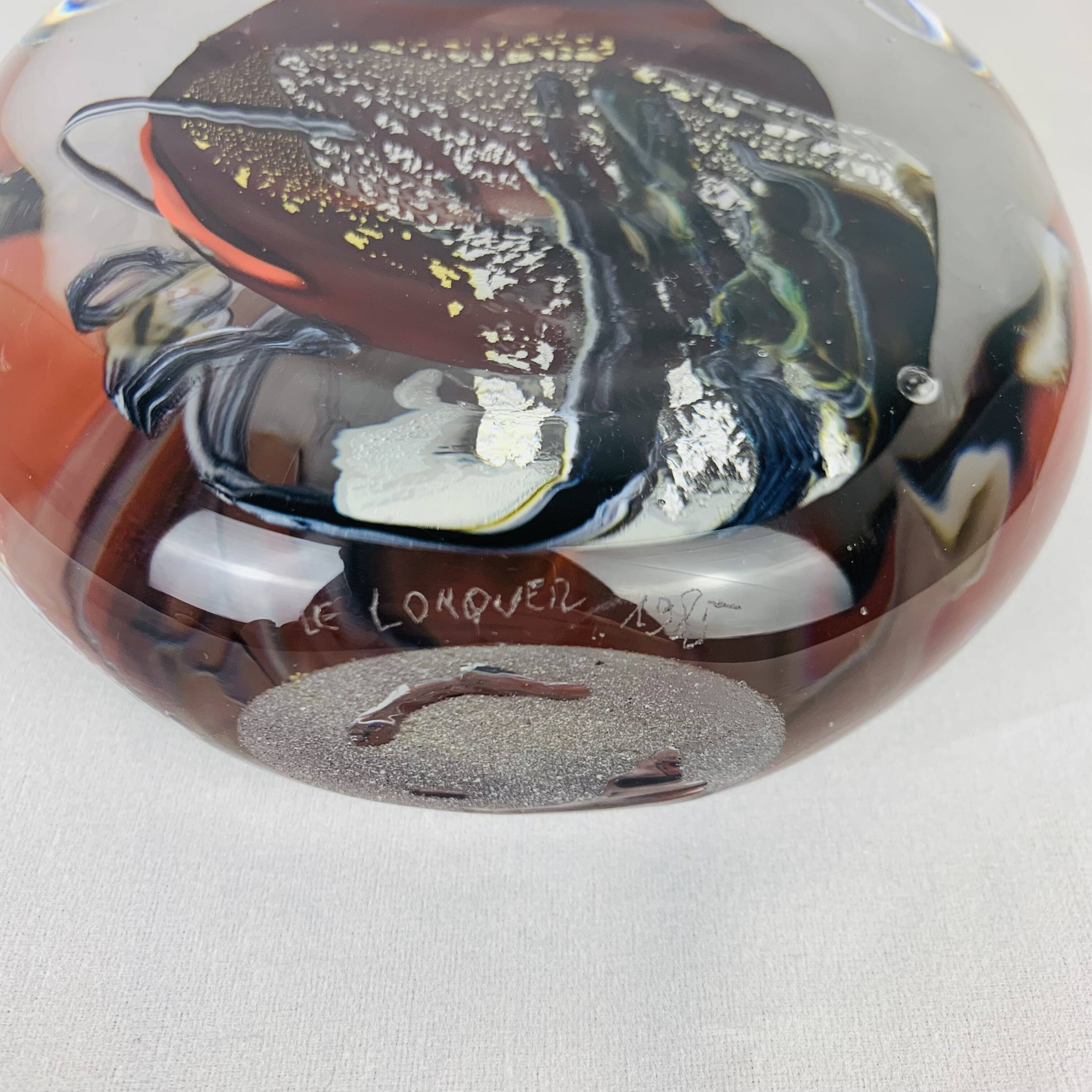 Blown glass vase by François Le Lonquer 1985