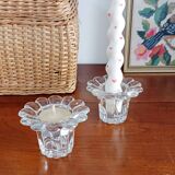 Set of 2 glass candle holders