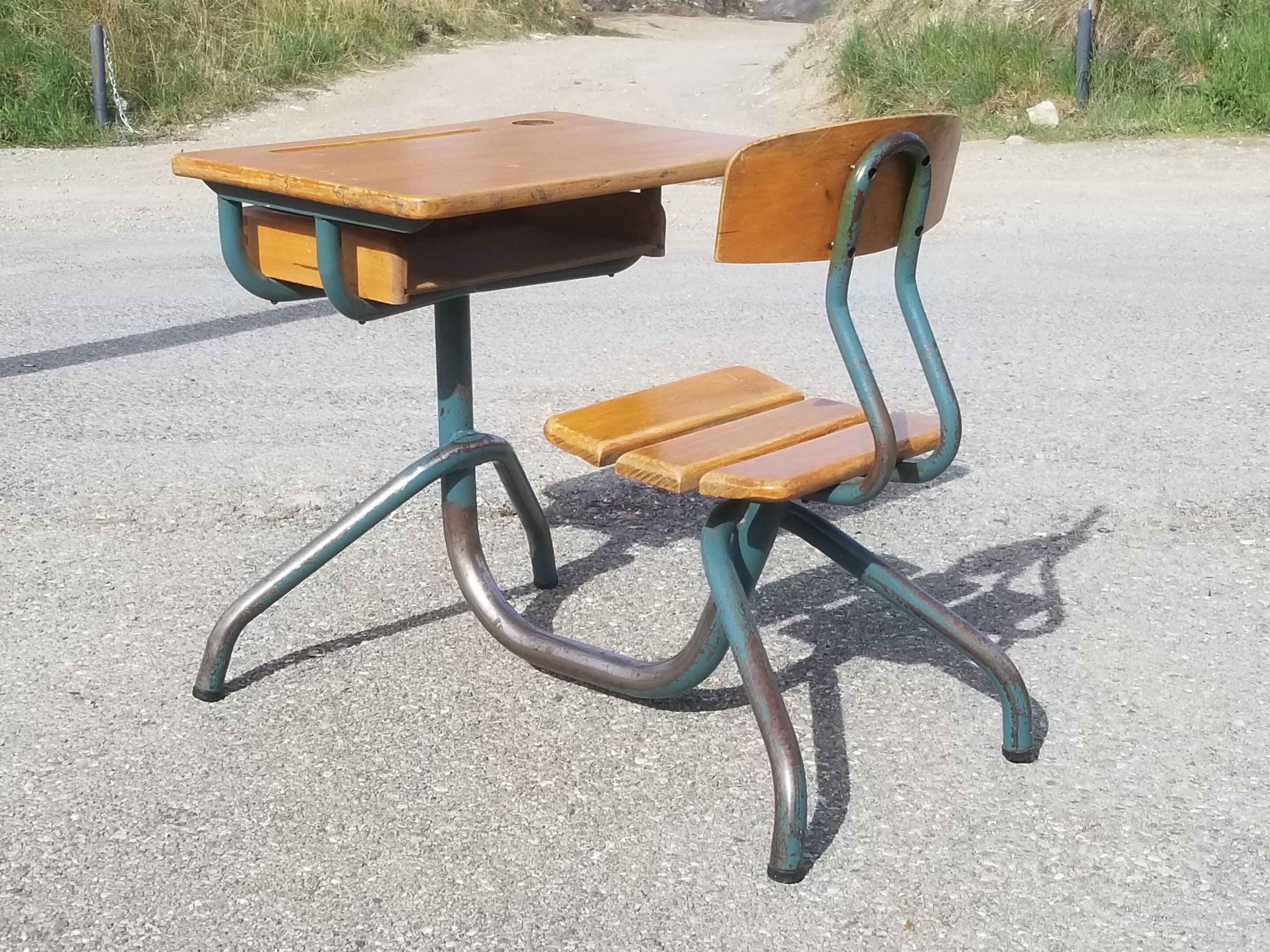 Vintage 1-seater school desk 50