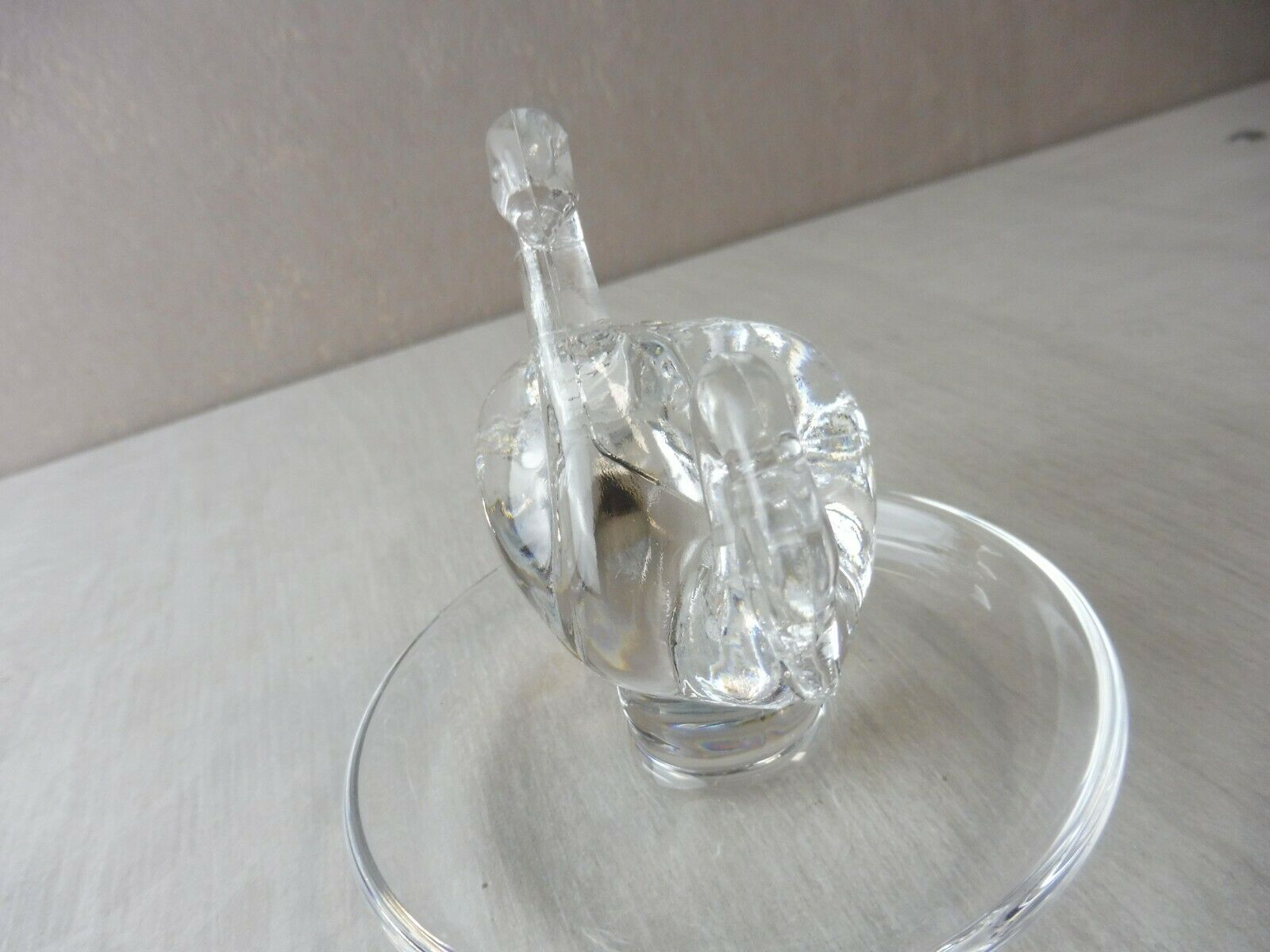 Old crystal ring, decoration couple of swans, from Lalique